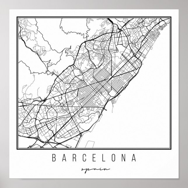 Poster Mapa da Espanha de Barcelona (Frente)