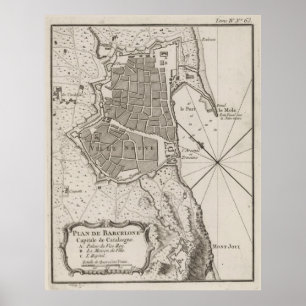 Pôster Mapa da Espanha de Barcelona (1764)