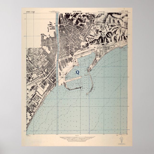 Poster Mapa da Espanha de Málaga (1943) (Frente)