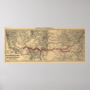 Poster Mapa da estrada de ferro atlântica & pacífica,