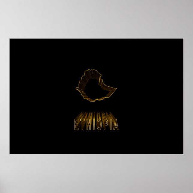 Poster Mapa da Etiópia, Mapa Dourado (Frente)
