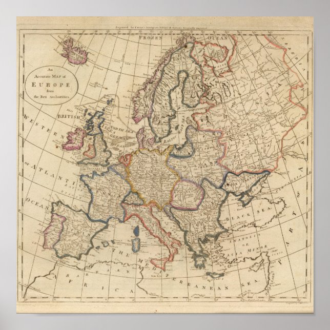 Pôster Mapa da Europa 2 (Frente)