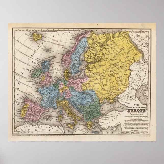 Pôster Mapa da Europa 4 (Frente)