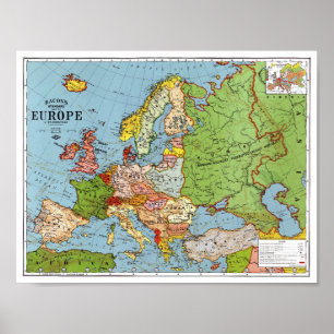Poster Mapa da Europa - Cartaz