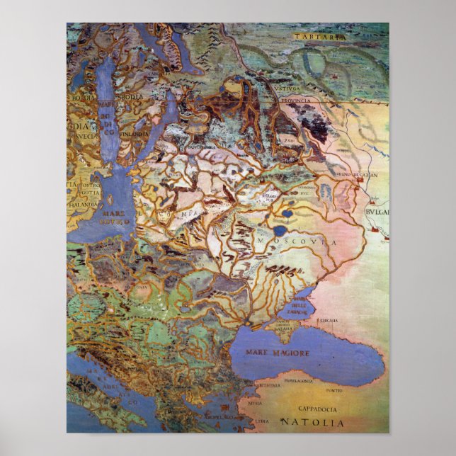 Pôster Mapa da Europa Central (Frente)