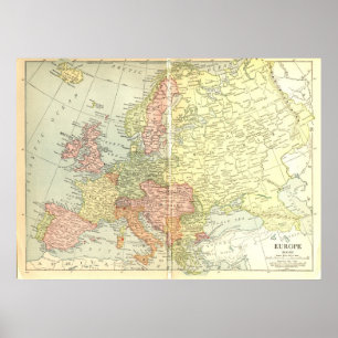 Poster Mapa da Europa de 1914