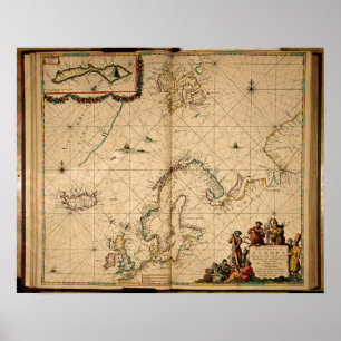 Pôster Mapa da Europa Norte