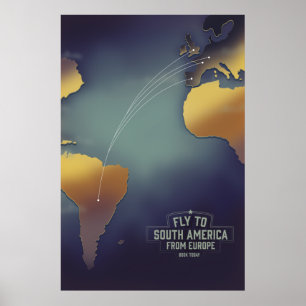 Poster Mapa da Europa para a América do Sul
