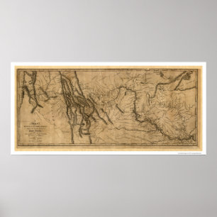 Poster Mapa da expedição de Lewis & de Clark - 1804