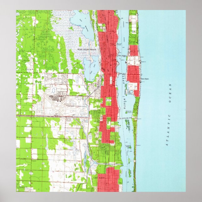 Pôster Mapa da FL de Palm West Palm Beach & Palm Beach (1 (Frente)