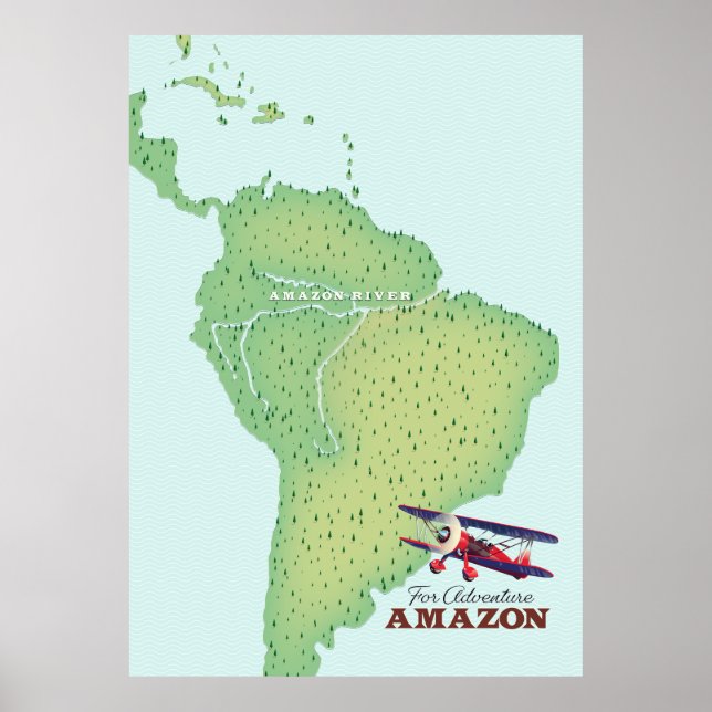 Poster Mapa da Floresta Amazônica de Aventura (Frente)