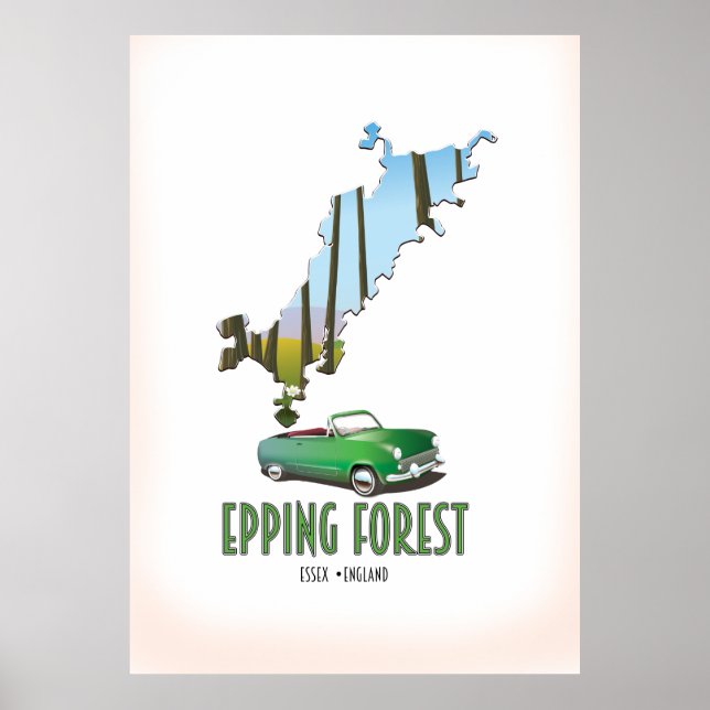 Poster Mapa da Floresta de Epping Essex Inglaterra (Frente)