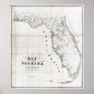 Poster Mapa da Flórida 1837