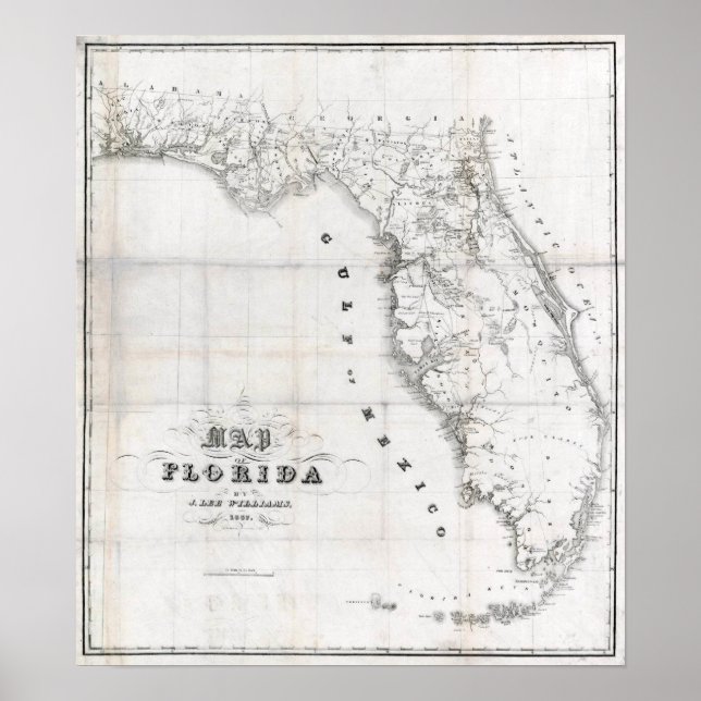 Poster Mapa da Flórida 1837 (Frente)