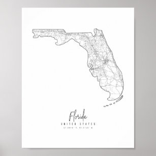 Poster Mapa da Flórida Mínima