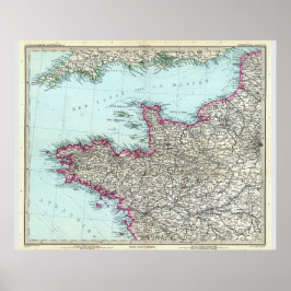 Poster Mapa da França Norte (1891)