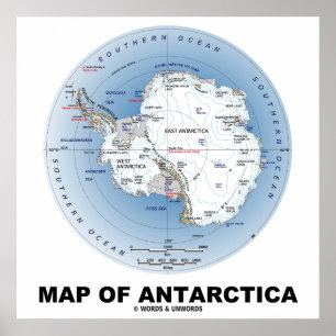 Pôster Mapa Da Geografia Da Antártica