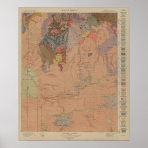 Poster Mapa da geologia, peça nacional de Yellowstone,