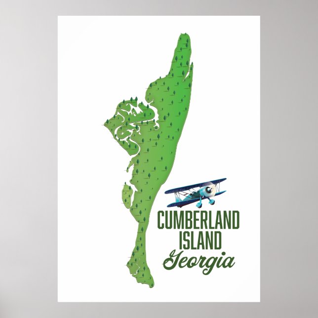 Poster Mapa da Geórgia na ilha de Cumberland (Frente)