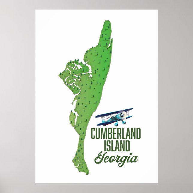 Poster Mapa da Geórgia na ilha de Cumberland (Frente)