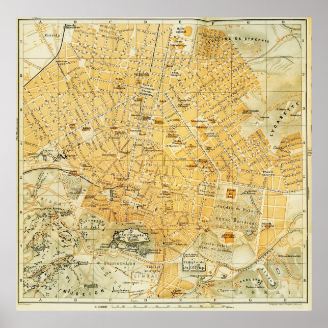 Poster Mapa da Grécia de Atenas (1894) (Frente)