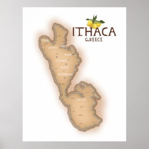 Poster mapa da grécia ithaca