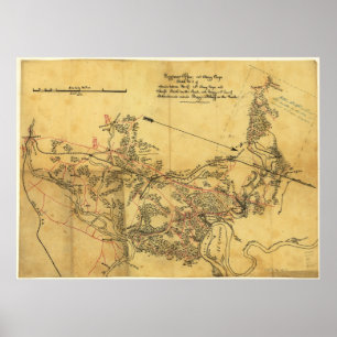 Poster Mapa da guerra civil das estradas de Virgínia