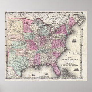 Pôster Mapa da Guerra Civil de Colton