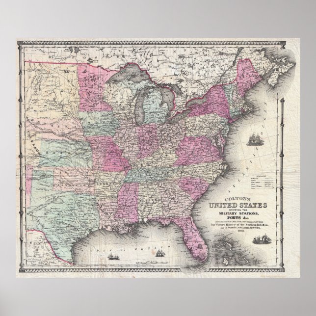 Pôster Mapa da Guerra Civil de Colton (Frente)