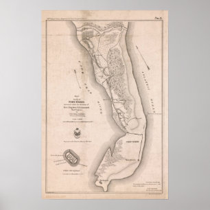Pôster Mapa da guerra civil de Fisher do forte