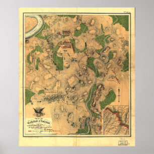 Poster Mapa da Guerra Civil do Campo de Batalha de Antiet