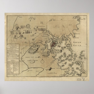 Poster Mapa da Guerra Revolucionária de Boston (1775)