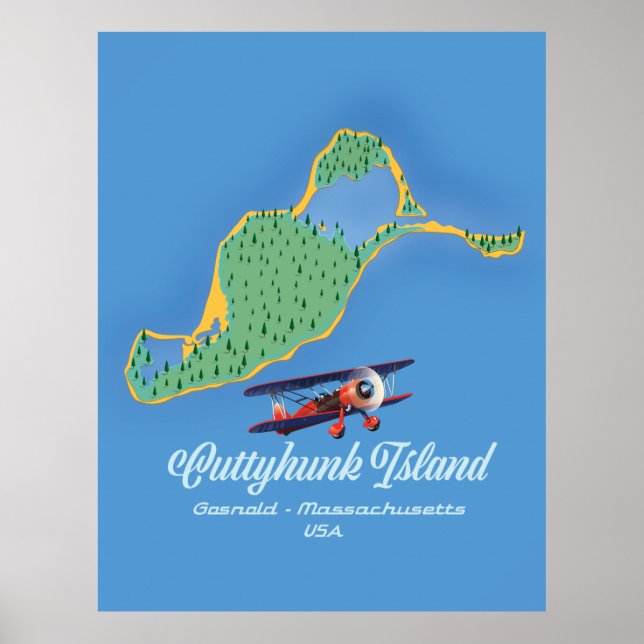 Poster Mapa da ilha Cuttyhunk Gosnold, Massachusetts (Frente)