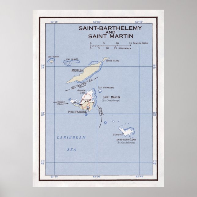 Poster Mapa da Ilha das Barras das Ruas Velhas, Martin, A (Frente)