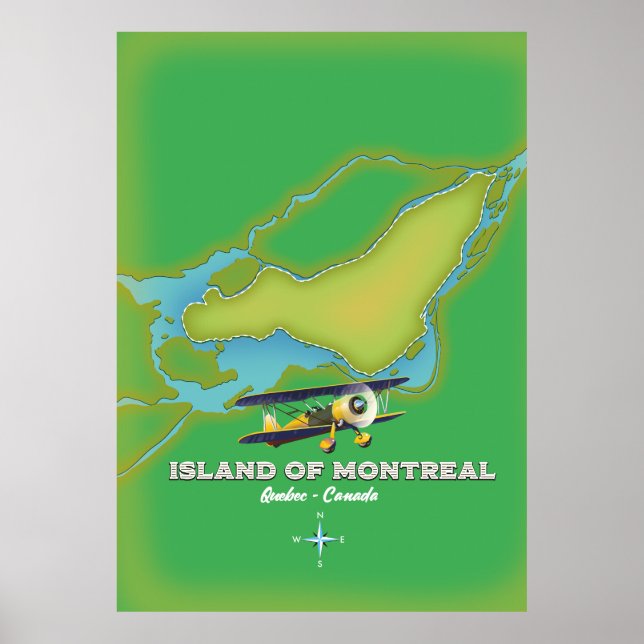 Poster Mapa da Ilha de Montreal Canadá (Frente)