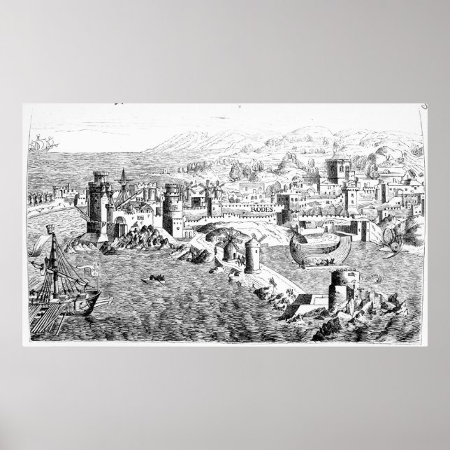 Pôster Mapa da Ilha de Rodes (Frente)