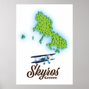 Poster Mapa da ilha de Skyros Grécia