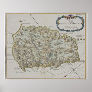 Pôster Mapa da ilha de St Helena