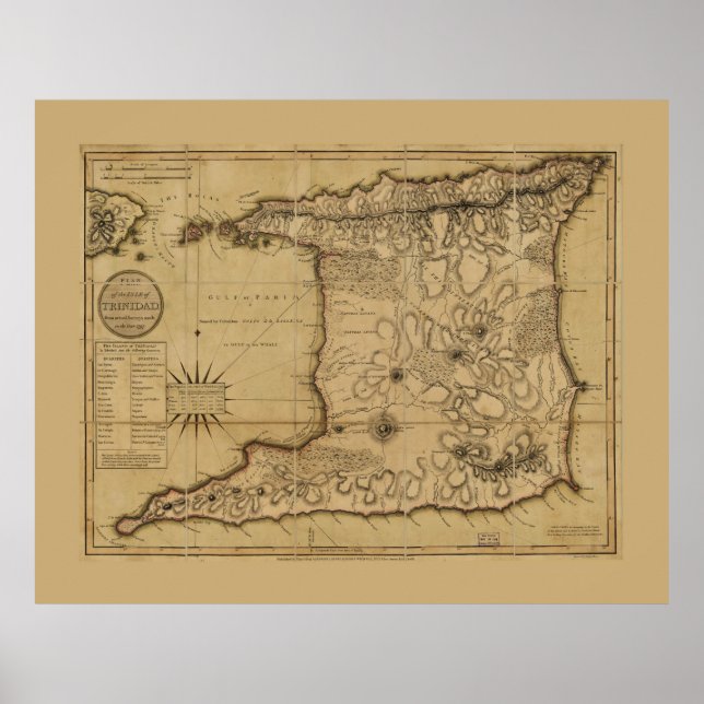 Poster Mapa da Ilha de Trinidad (1797) (Frente)