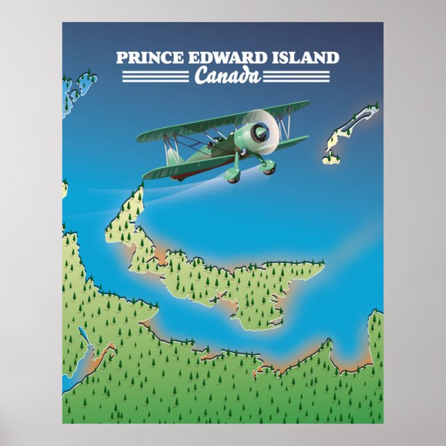 Poster Mapa da Ilha do Príncipe Eduardo, Canadá. (Frente)