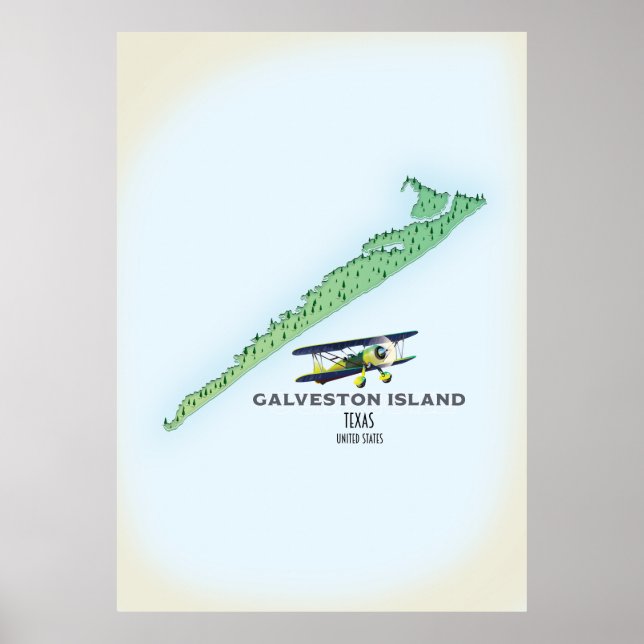 Poster Mapa da ilha Galveston Texas USA (Frente)