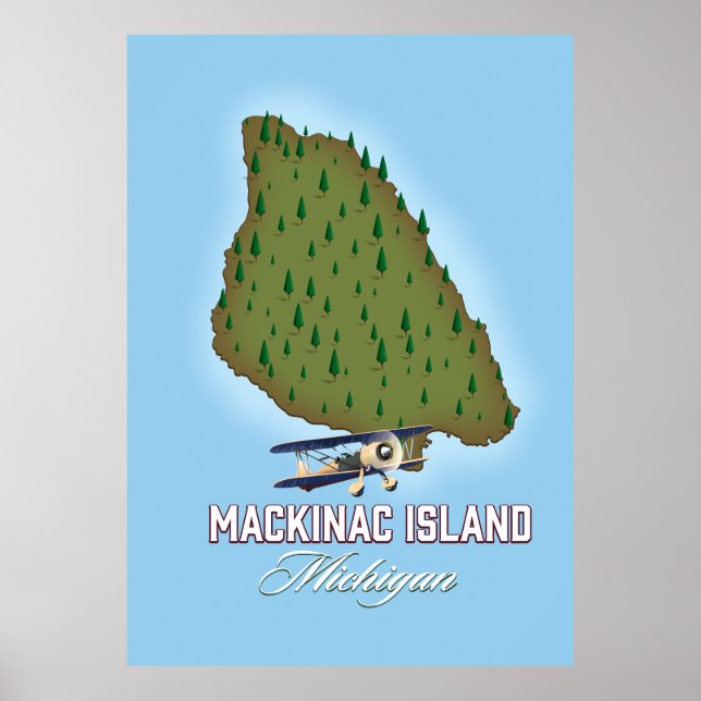 Poster Mapa da Ilha Mackinac Michigan (Frente)