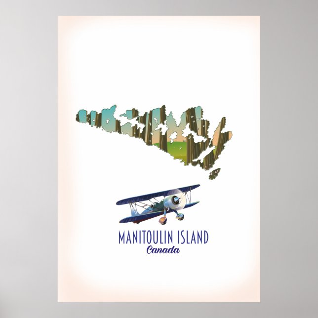 Poster Mapa da Ilha Manitoulin Canadá (Frente)