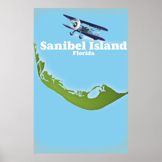 Poster Mapa da Ilha Sanibel Flórida (Frente)