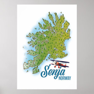 Poster Mapa da ilha Senja Noway