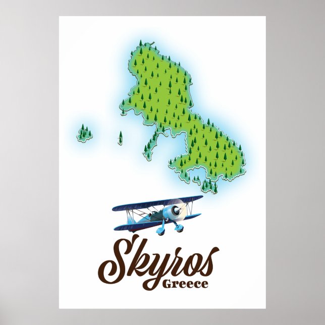Poster Mapa da ilha Skyros Grécia (Frente)