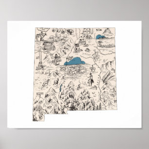 Pôster Mapa da imagem do vintage de New mexico