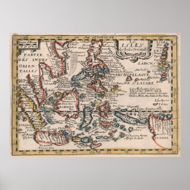 Poster Mapa da Indonésia e das Filipinas (Frente)
