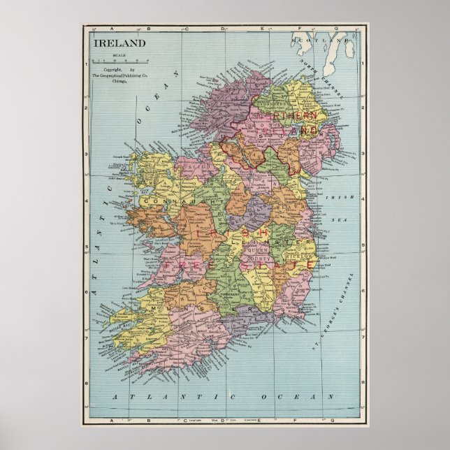 Poster Mapa da Irlanda (Frente)