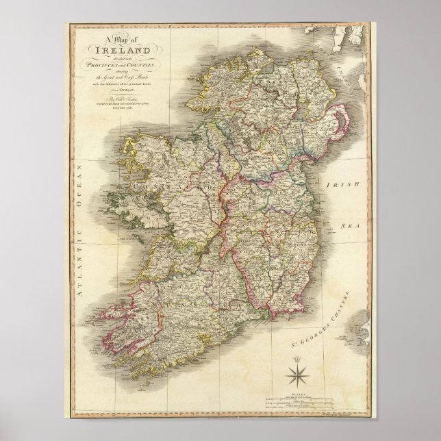 Pôster Mapa da Irlanda (Frente)